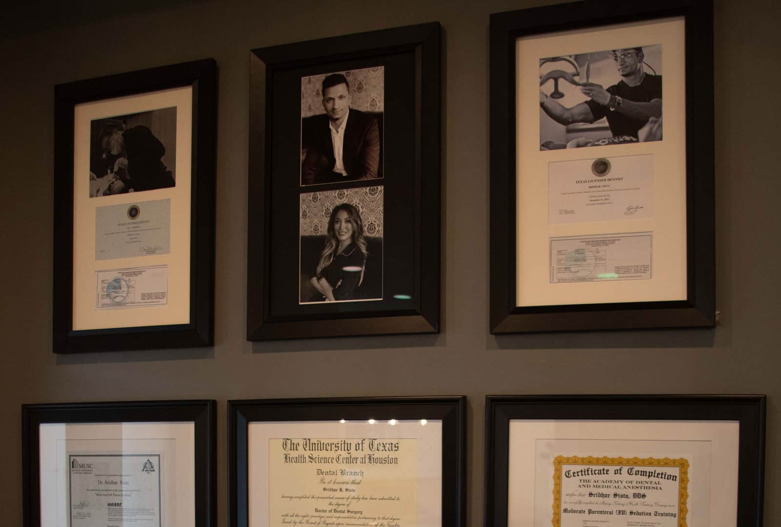 Dental Achievements and their certifications putting on wall of dental office